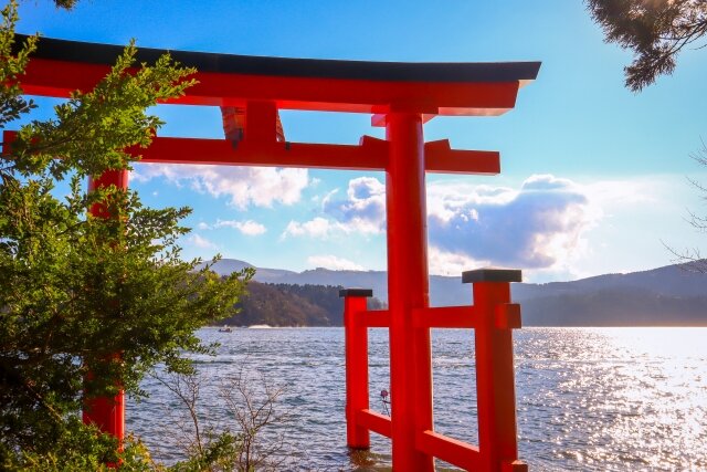 箱根神社の水中鳥居