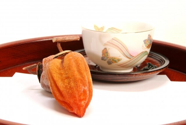 干し柿とお茶